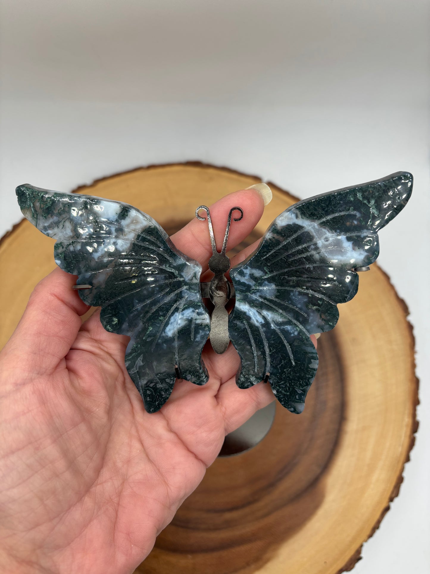 Moss Agate Butterfly Wings