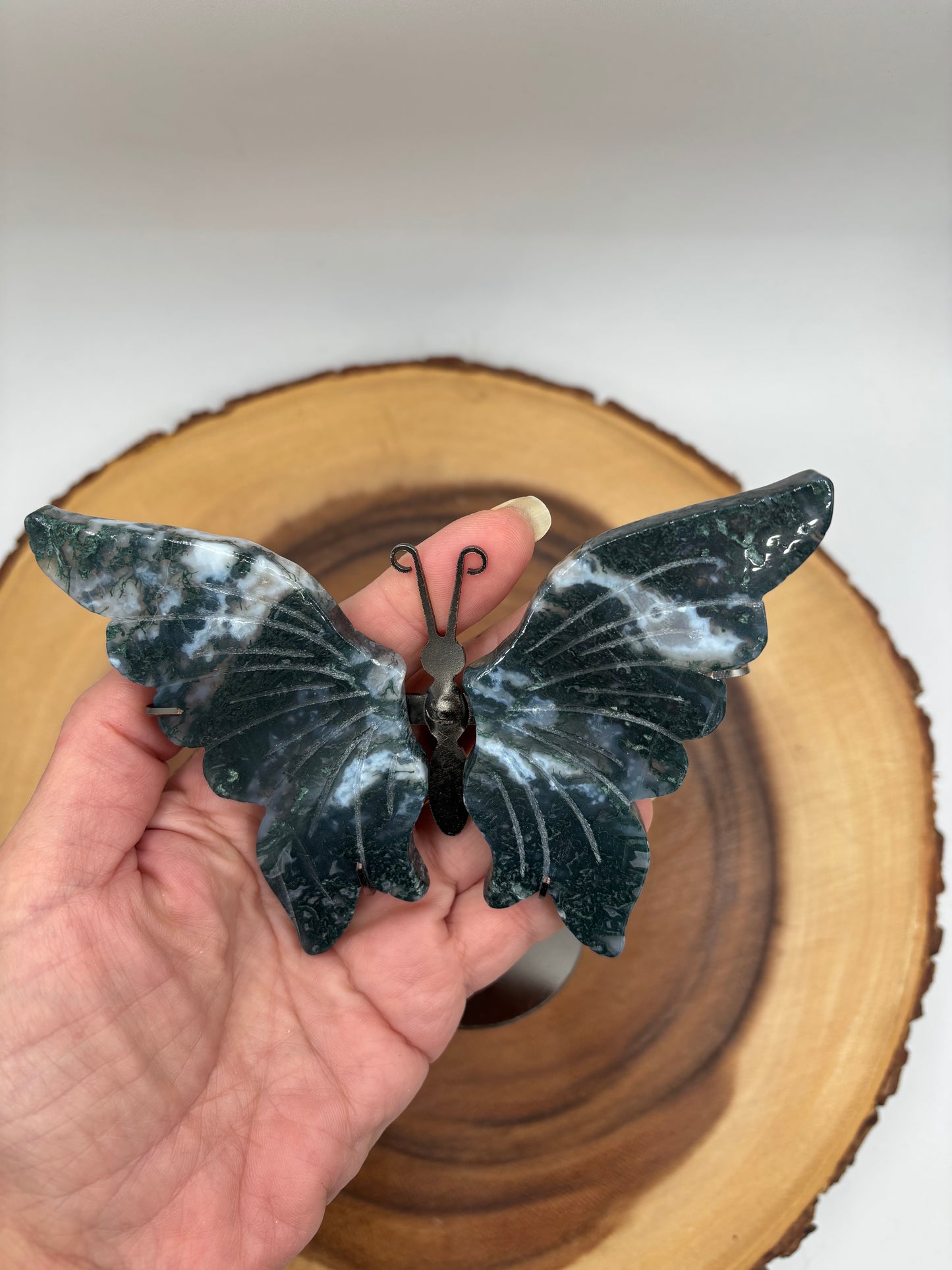 Moss Agate Butterfly Wings