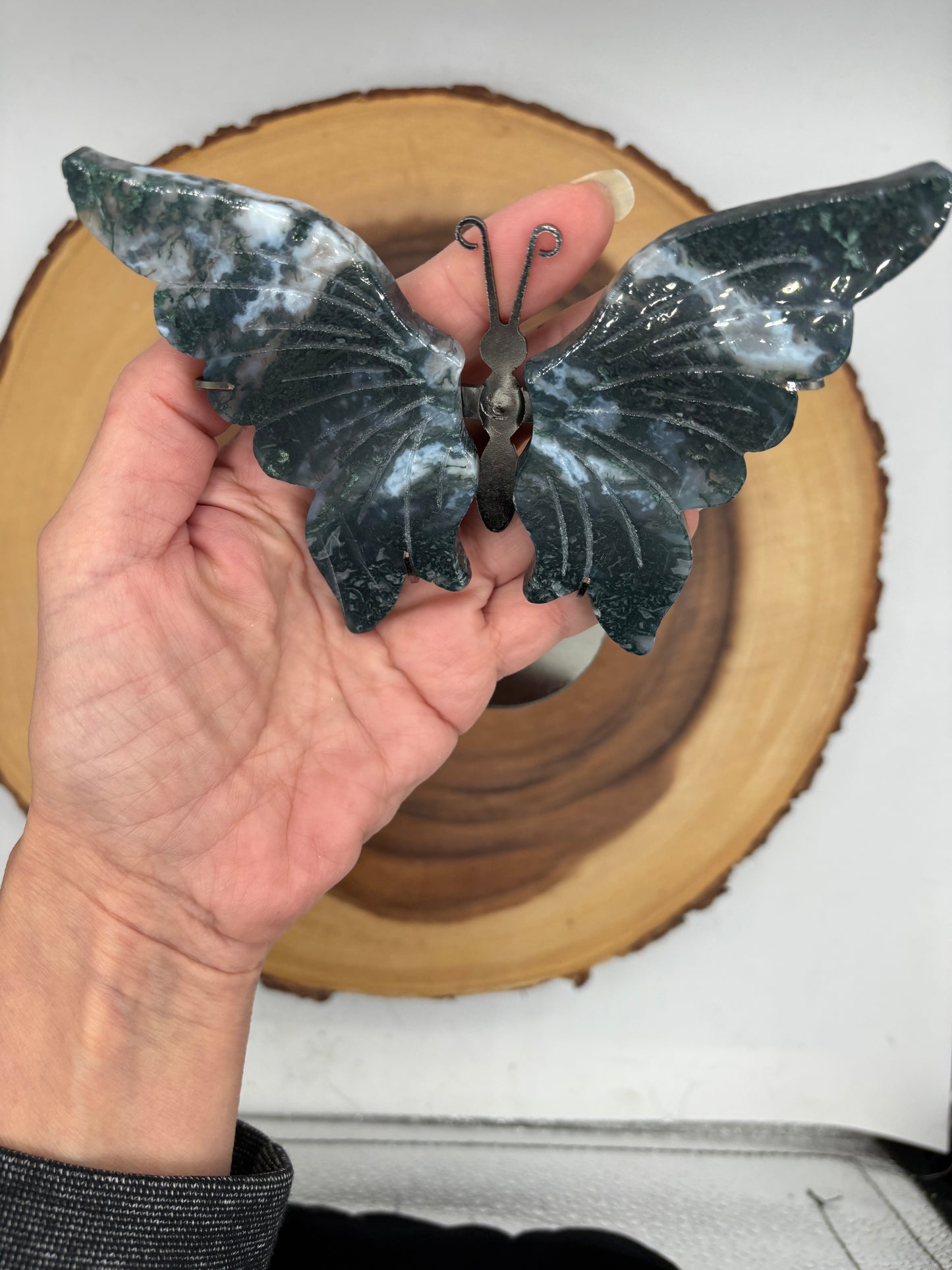 Moss Agate Butterfly Wings